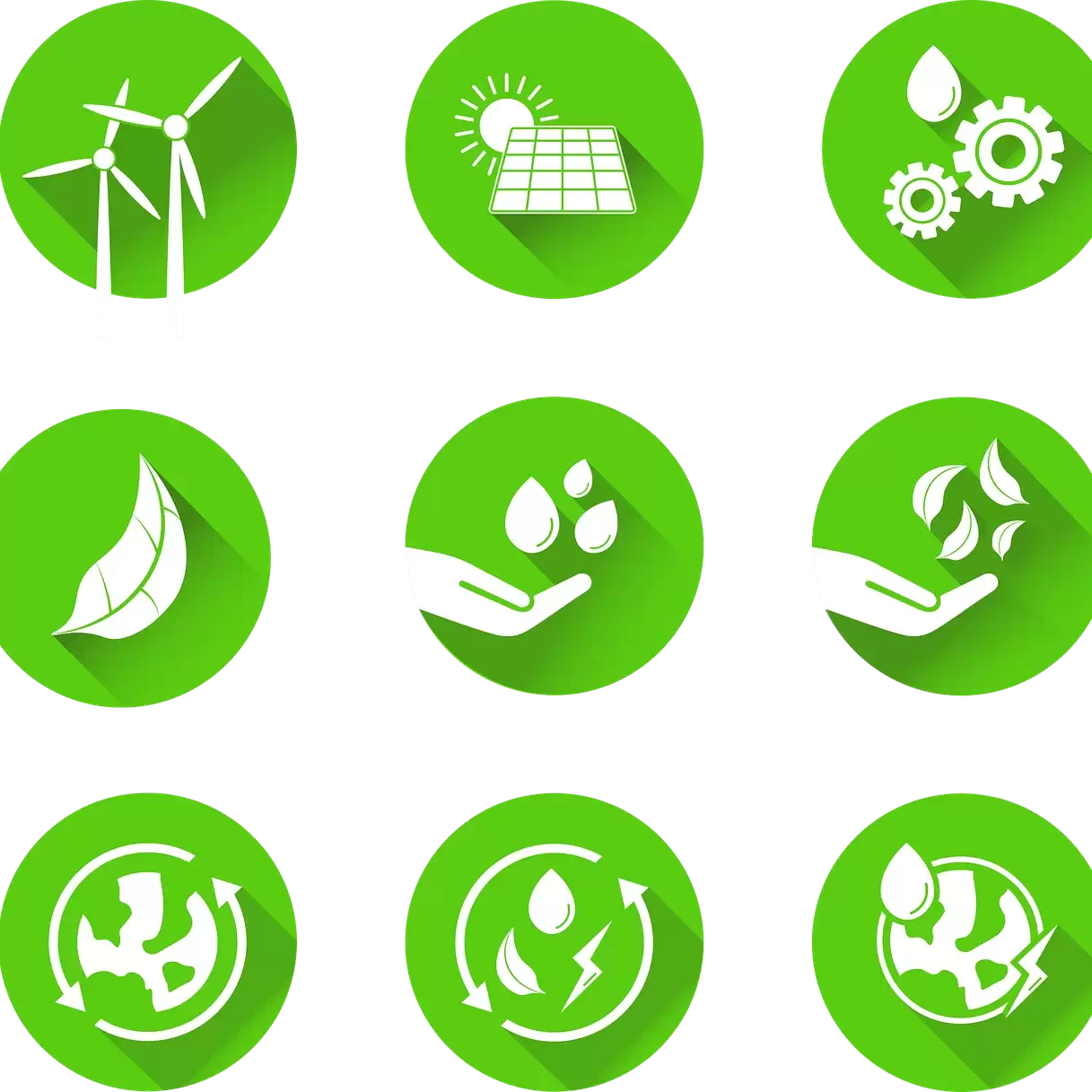 Green energy symbols to remind people how to help the environment
